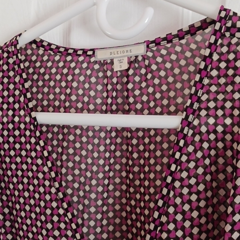 PLEIONE LONG CUFFED SLEEVE V NECK BUTTON UP BLOUSE - Picture 2 of 7